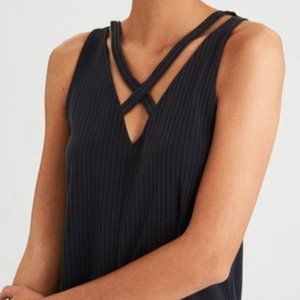 Soft & Sexy Sueded Tank Cross Strap | American Eagle, Black, Size Medium